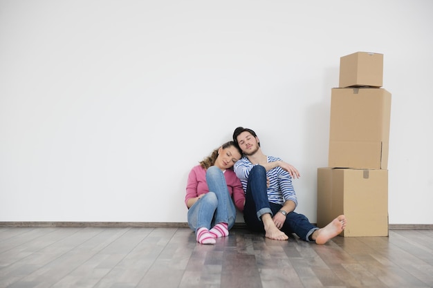 happy Young couple moving in new home