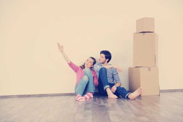 happy Young couple moving in new house