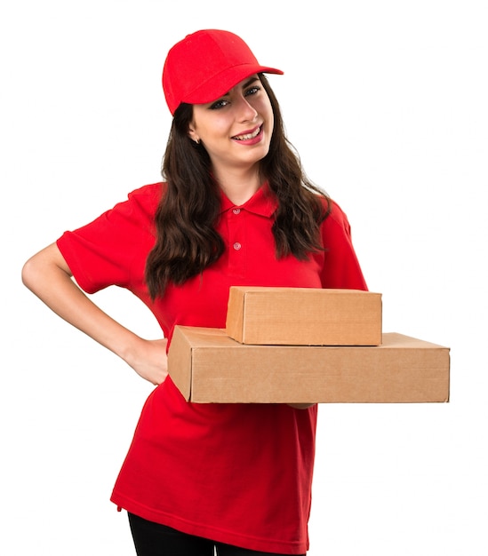 Happy young delivery woman