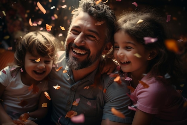 Happy Young Family Celebrates Father39s Day at Home Generative AI