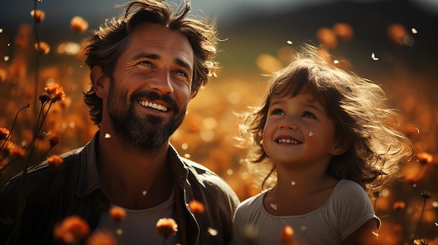 happy young father and son having fun in the park