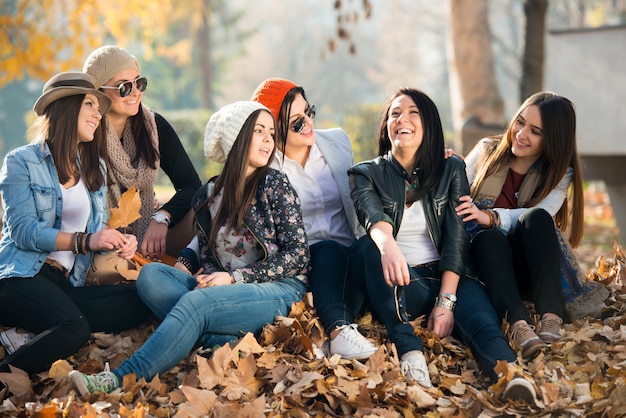 Happy young friends at nature