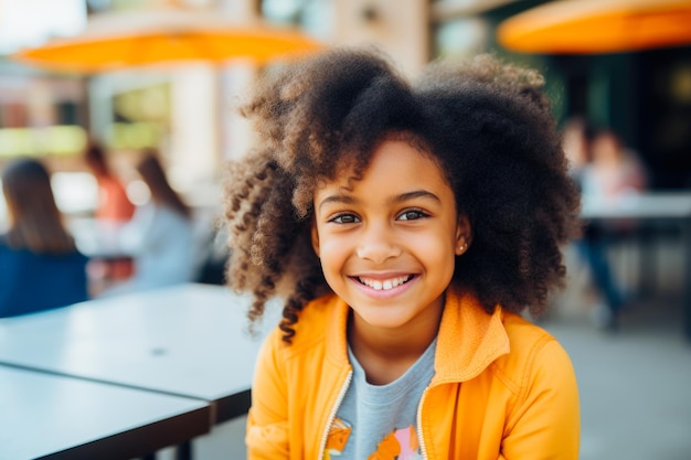 Happy young girl with a bright smile outdoors