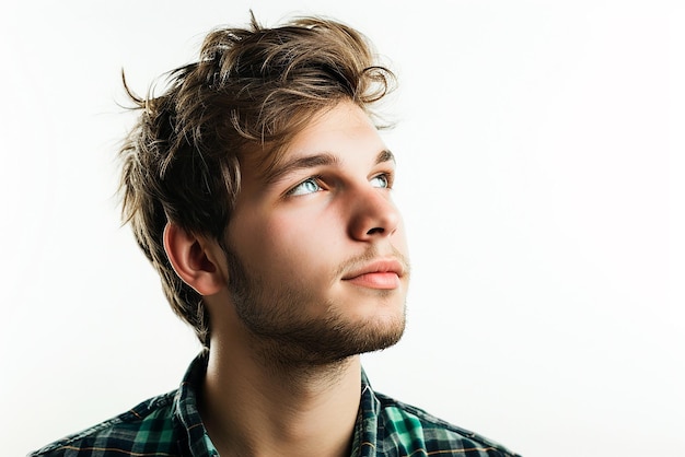 happy young man posing on white isolated background