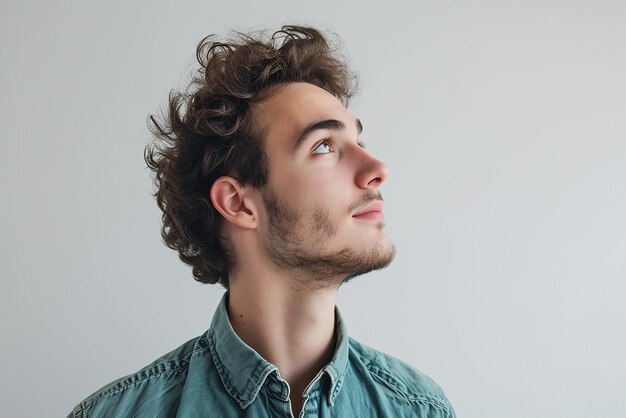 Photo happy young man posing on white isolated background