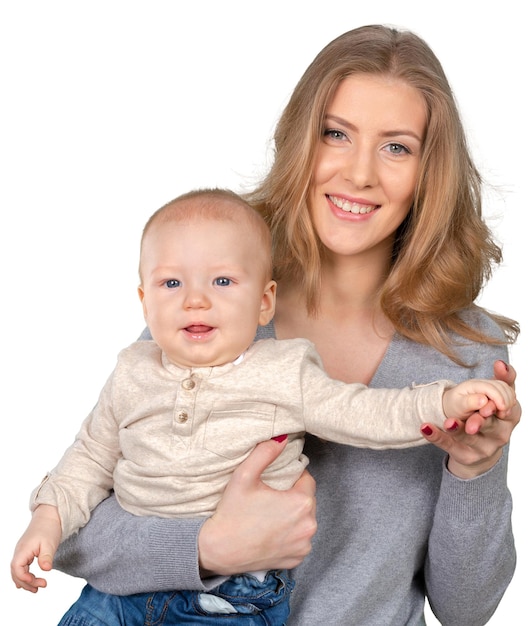 Photo happy young mother and her son