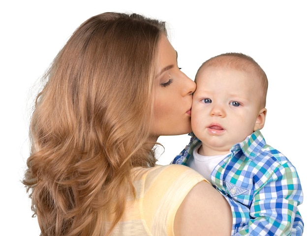 Happy young mother and her son