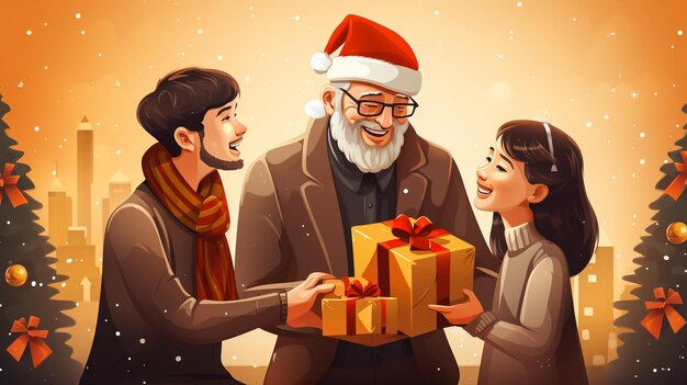 Happy young parents sitting on floor near decorated christmas tree