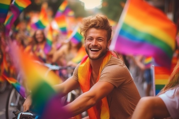 Happy Young People at LGBTQ Pride Parade in Amsterdam Amsterdam Pride Month