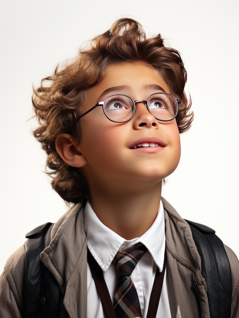 A happy young student on transparent white background