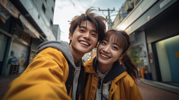 Photo a happy young teenage asian couple