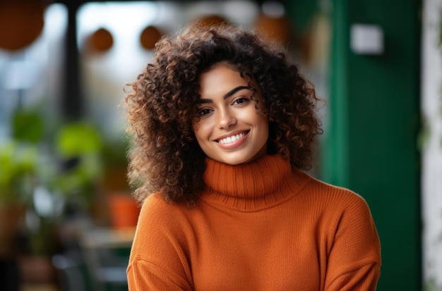 Happy young woman chilling at home