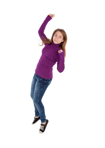 Happy young woman jumping