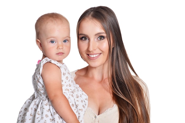 Happy young woman with little daughter