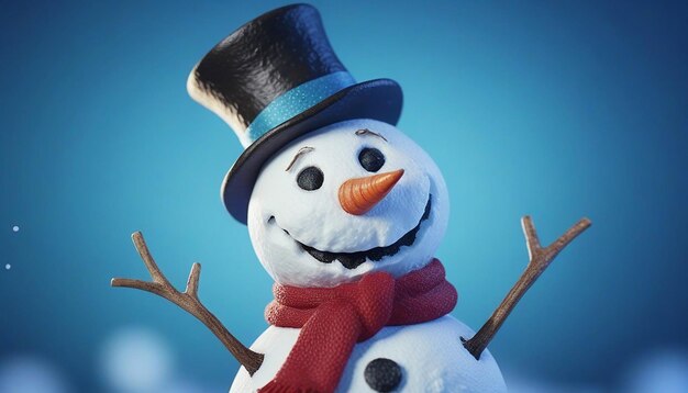 Happyjolly snowman on blue background jpeg