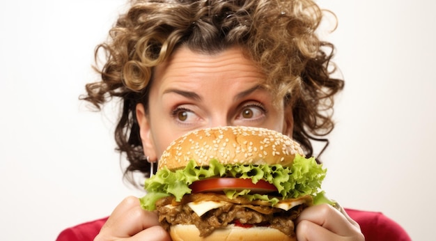 hapy expression and holding a perfect burger