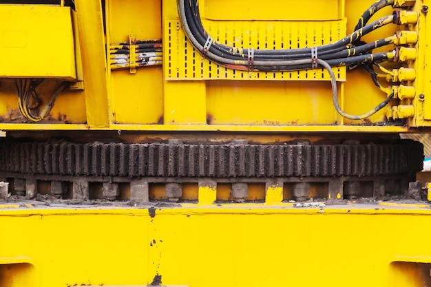 Harbor crane mechanisms with electrical cables and part of the hull