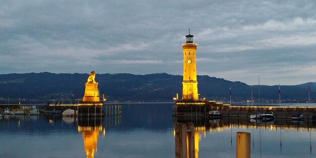 Harbour lighthouse at constance lake germany