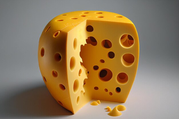 Hard cheese with holes AI Generated