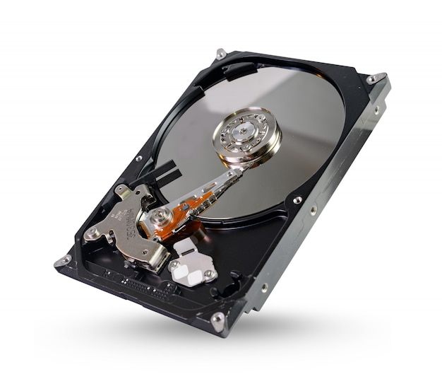 Disco rigido, hdd, unità con sata 6 gb isolato su sfondo bianco con tracciato di ritaglio