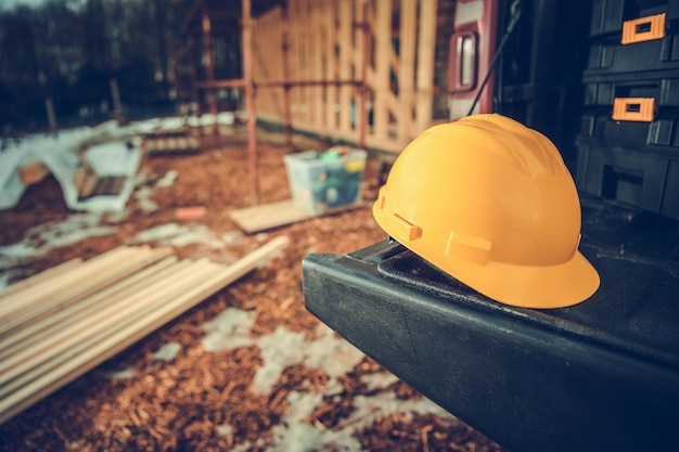 Foto zona di costruzione di hard hat