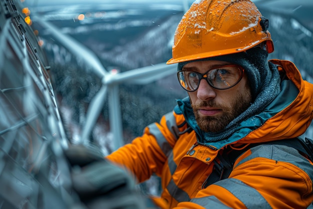 Hard hat wearing man with glasses