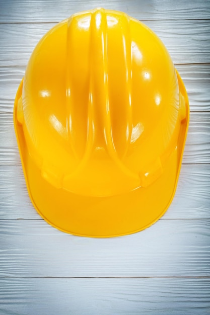 Hard hat on white board top view