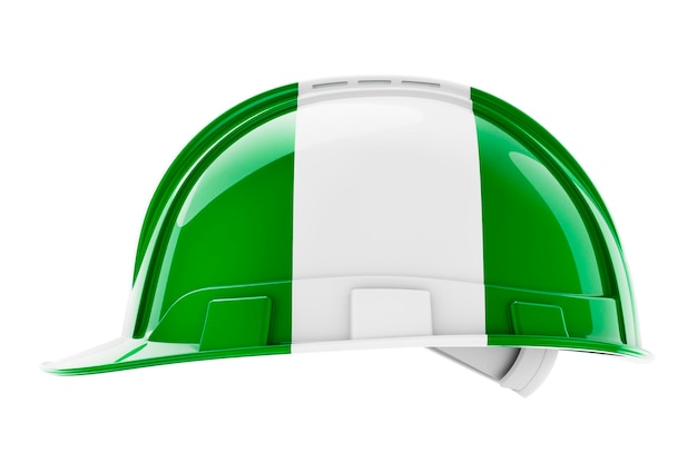 Hard hat with Nigerian flag 3D rendering