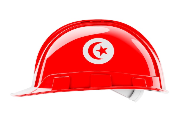 Hard hat with Tunisian flag 3D rendering