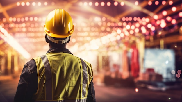 Hard Hat Worker Watching Fireworks