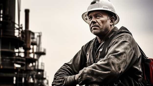 Hard oil drilling worker