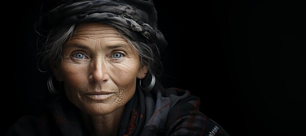 hard portrait of an old woman Generative AI