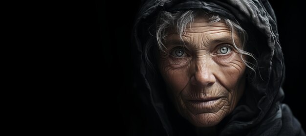 hard portrait of an old woman Generative AI