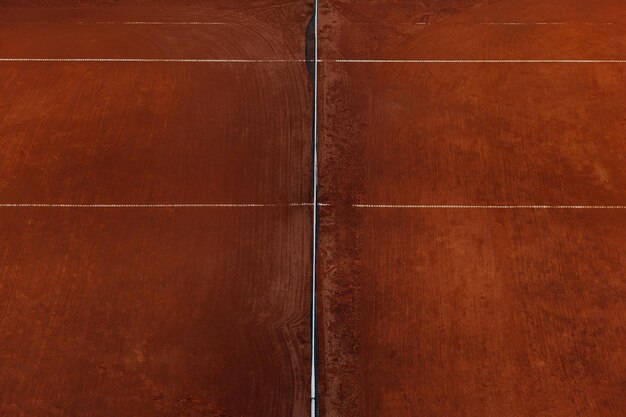 Photo hard tennis court middle of field top view