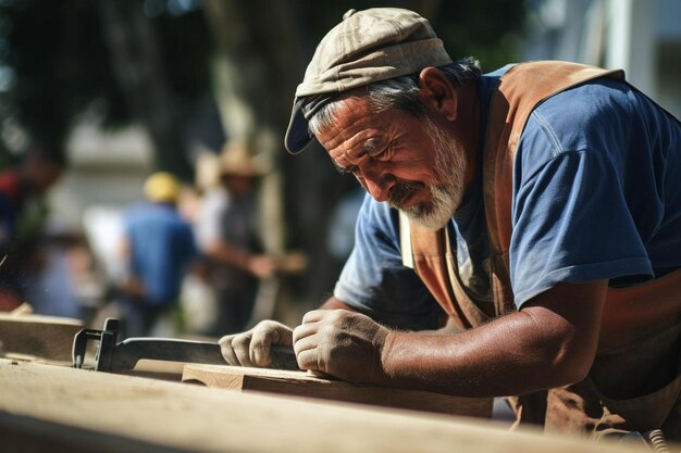 Hard werken gebouw man bouwvakker