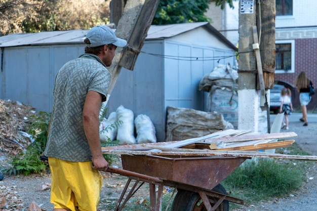 A hard working man in a street