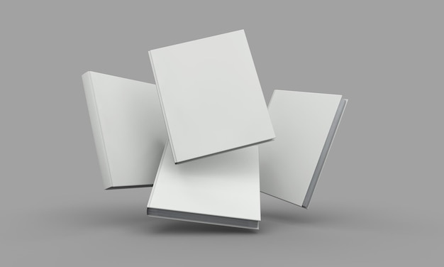 Photo hardback book cover mockup white book on a grey background 3d rendering