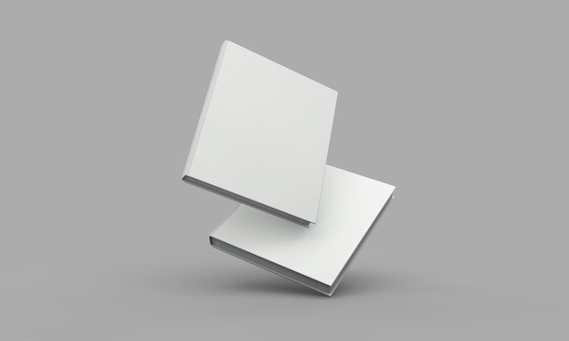 Hardback book cover mockup White book on a grey background 3D Rendering