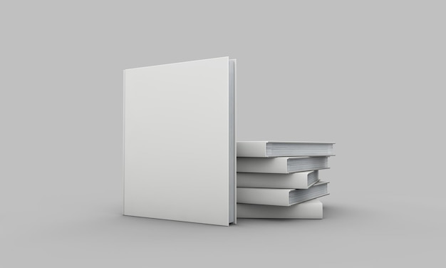 Photo hardback book cover mockup white book on a grey background 3d rendering