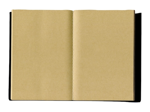 Hardcover kraft-notitieboekje dat op witte achtergrond wordt geïsoleerd