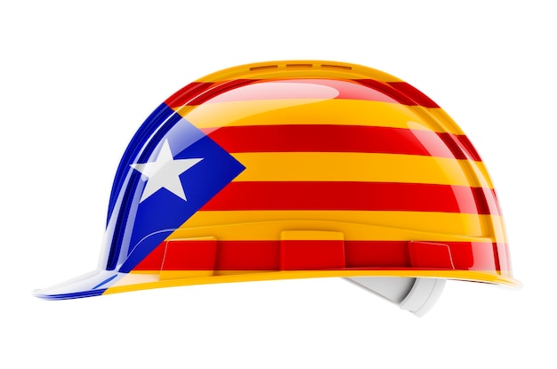 Foto hardhat met catalaanse vlag 3d-rendering