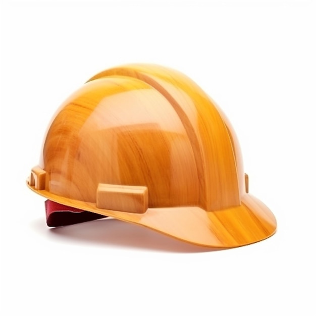 Foto un colore di legno hardhat su bianco