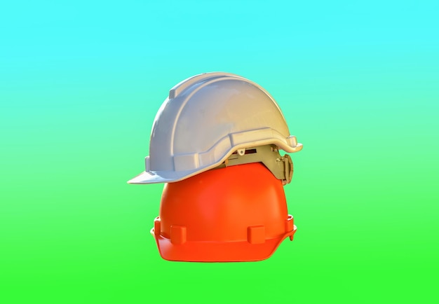 Photo hardhats against colored background