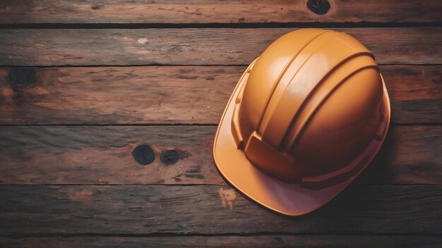 Hardhats on wooden table