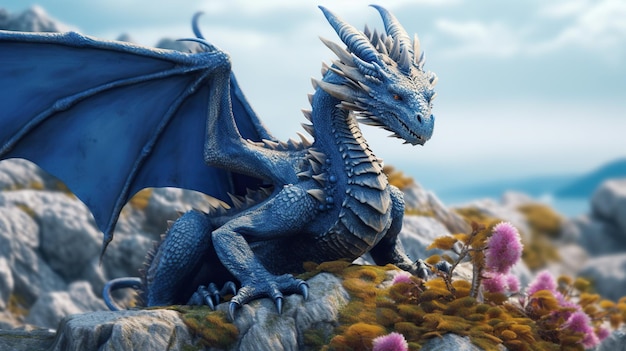Foto personaggio stilistico di drago scolpito