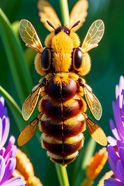 勤勉なミツバチは花びらに蜜を集めますミツバチは花びらの壁紙の背景が大好きです