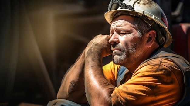 Hardworking Laborer Reflecting on Labor Day with Dedication and Fatigue
