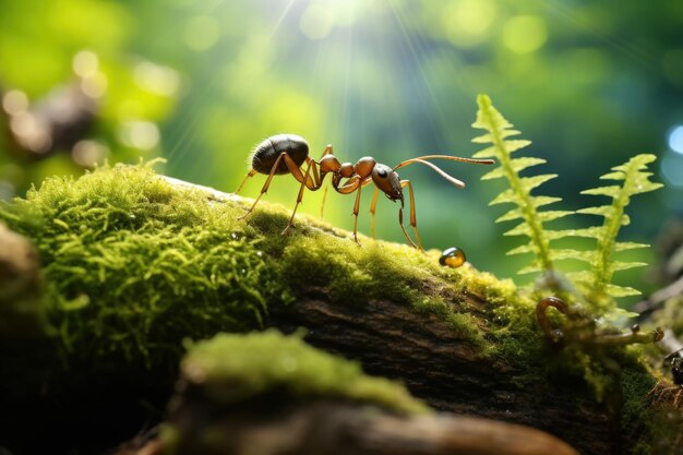 Hardworking Strong ant on tree Natural insect Generate Ai