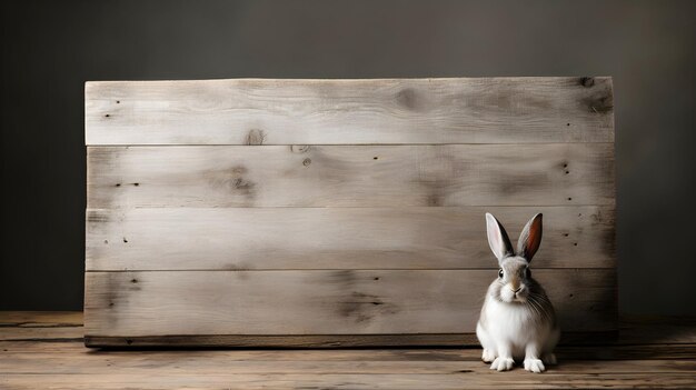 Photo hare or rabbit near blank transparent copy space concept of animalfriendly products