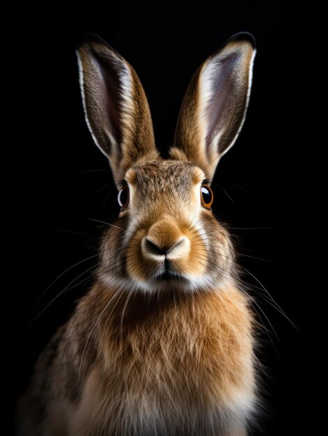 Photo hare studio shot isolated on clear black background generative ai